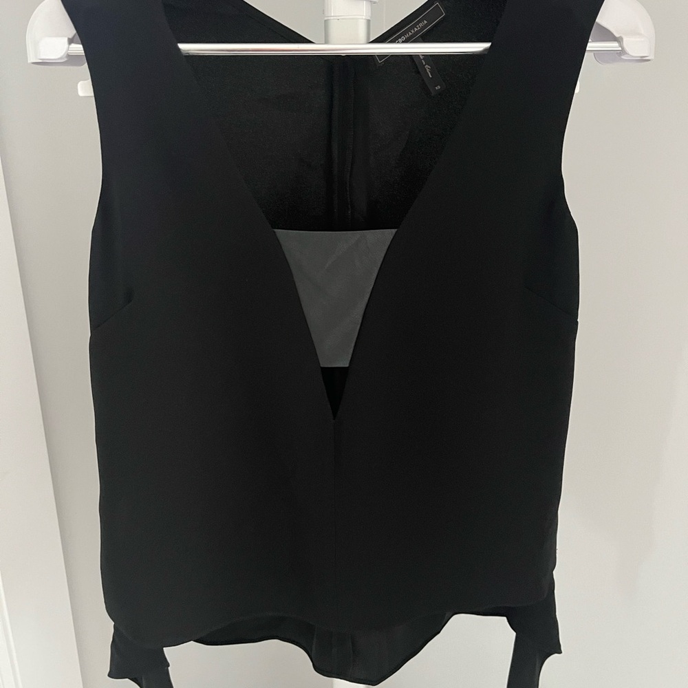 BCBGMaxAzria Black V-Neck Blouse